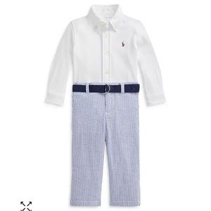 💙RL💙 NWOT Precious Shirt, Belt & Seersucker Pants Set. Size 9m.